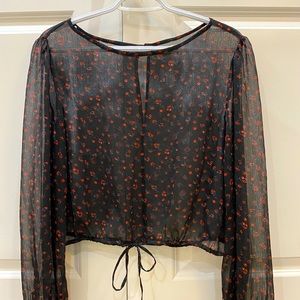Urban Outfitters loose crop floral blouse
